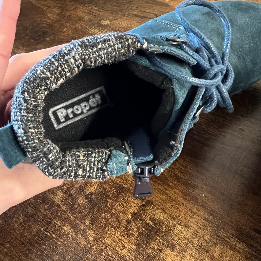 Propet Delaney Ankle Boots 7.5 Water Resistant Navy Blue Suede Lace Up Outdoor - Picture 10 of 10